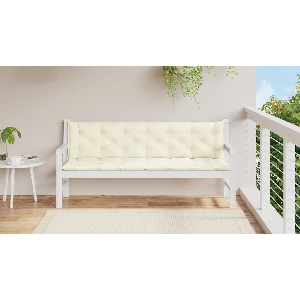 Jastuk za vrtnu klupu krem bijeli 200x(50+50)x7 cm od tkanine