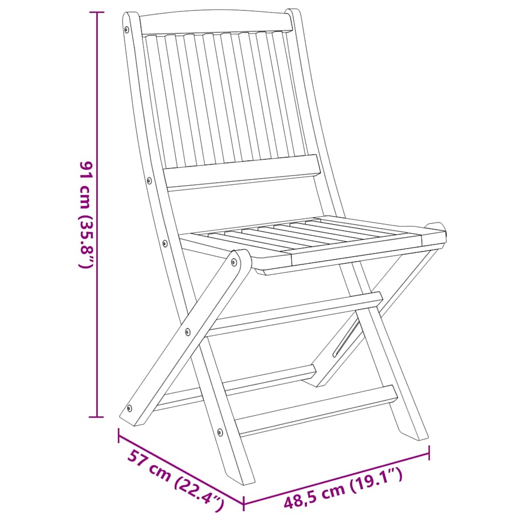 3-dijelni sklopivi vrtni blagovaonski set masivno drvo bagrema Smeđa 60 cm