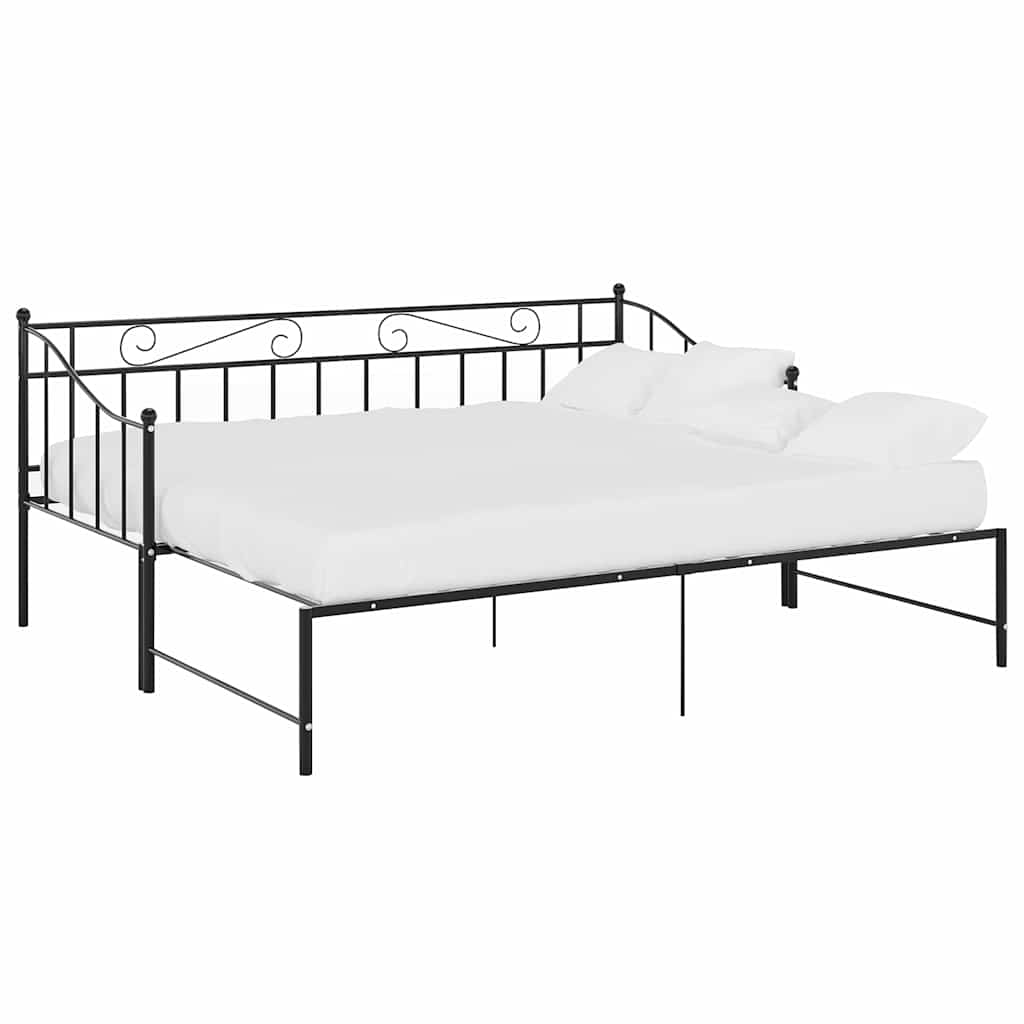 Okvir za krevet na razvlačenje crni metalni 90 x 200 cm Crna