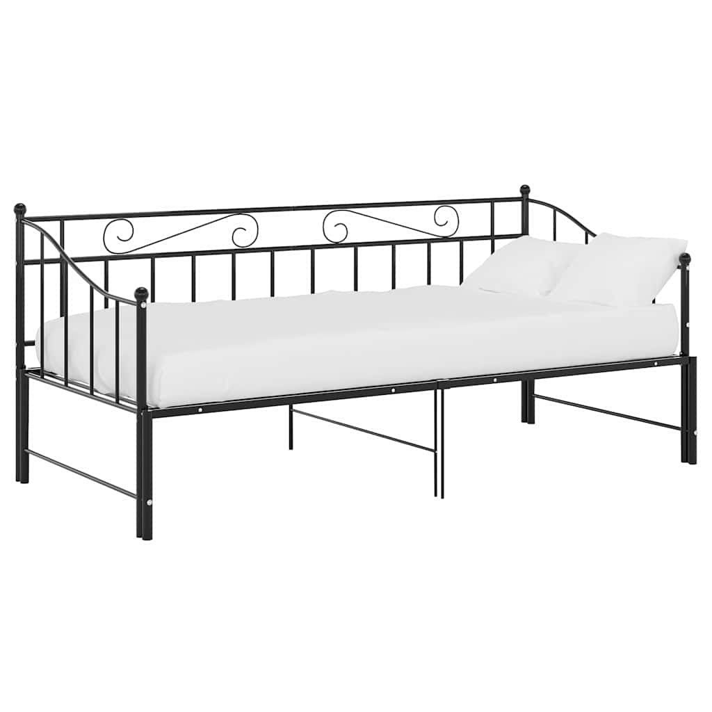 Okvir za krevet na razvlačenje crni metalni 90 x 200 cm Crna