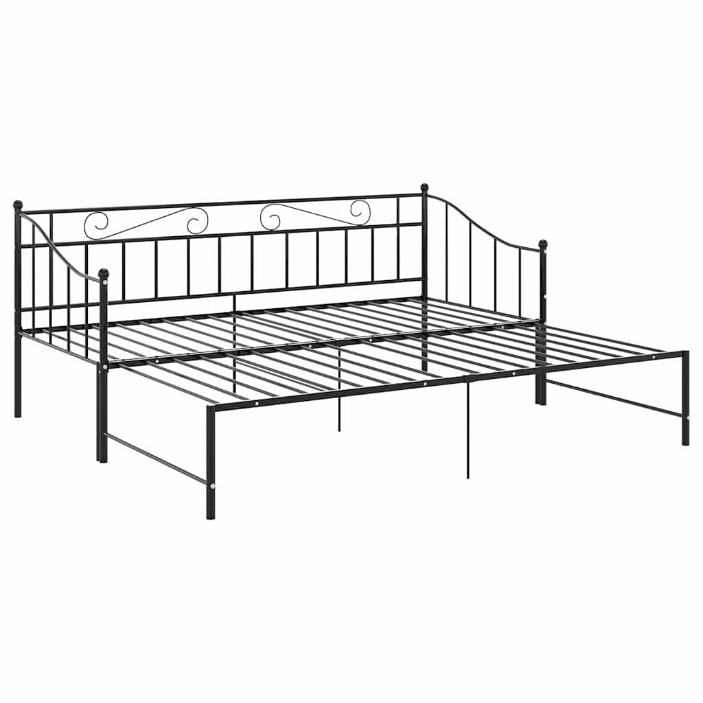 Okvir za krevet na razvlačenje crni metalni 90 x 200 cm Crna