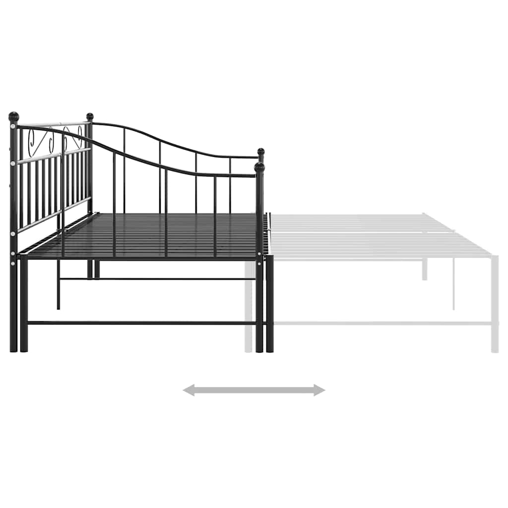 Okvir za krevet na razvlačenje crni metalni 90 x 200 cm Crna