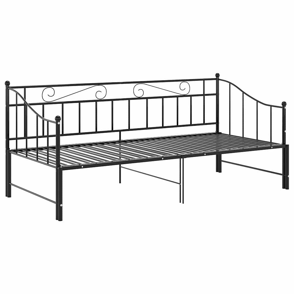 Okvir za krevet na razvlačenje crni metalni 90 x 200 cm Crna