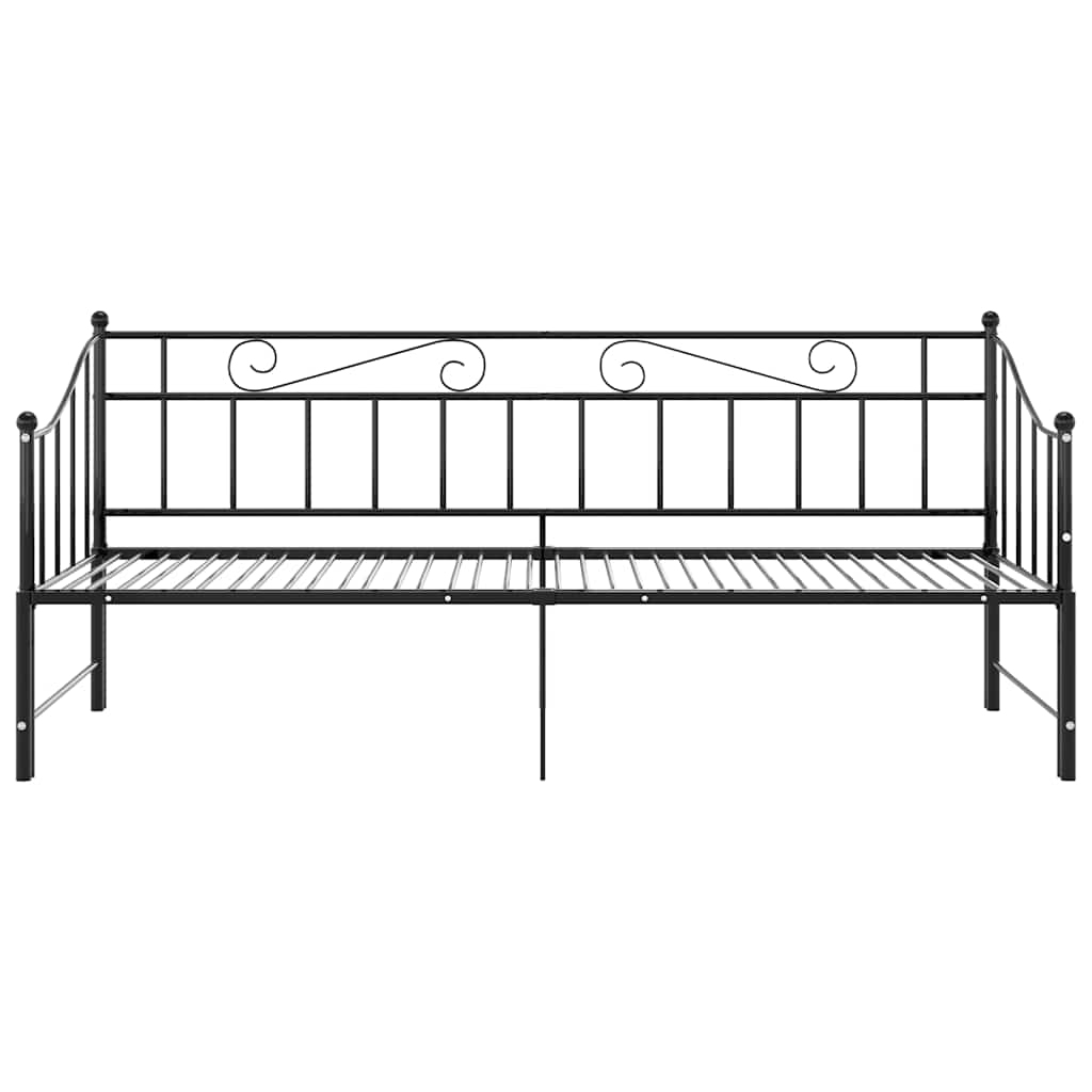 Okvir za krevet na razvlačenje crni metalni 90 x 200 cm Crna