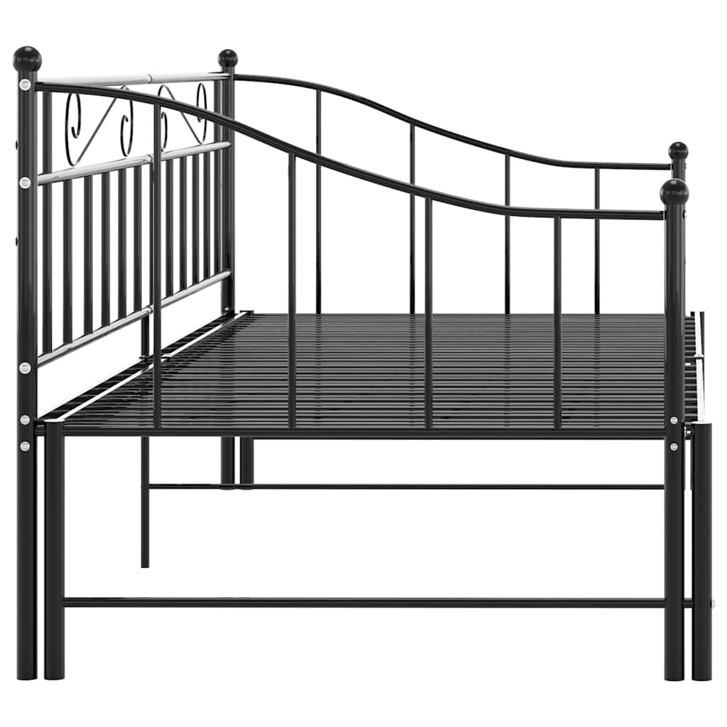 Okvir za krevet na razvlačenje crni metalni 90 x 200 cm Crna