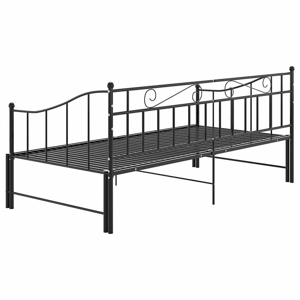 Okvir za krevet na razvlačenje crni metalni 90 x 200 cm Crna