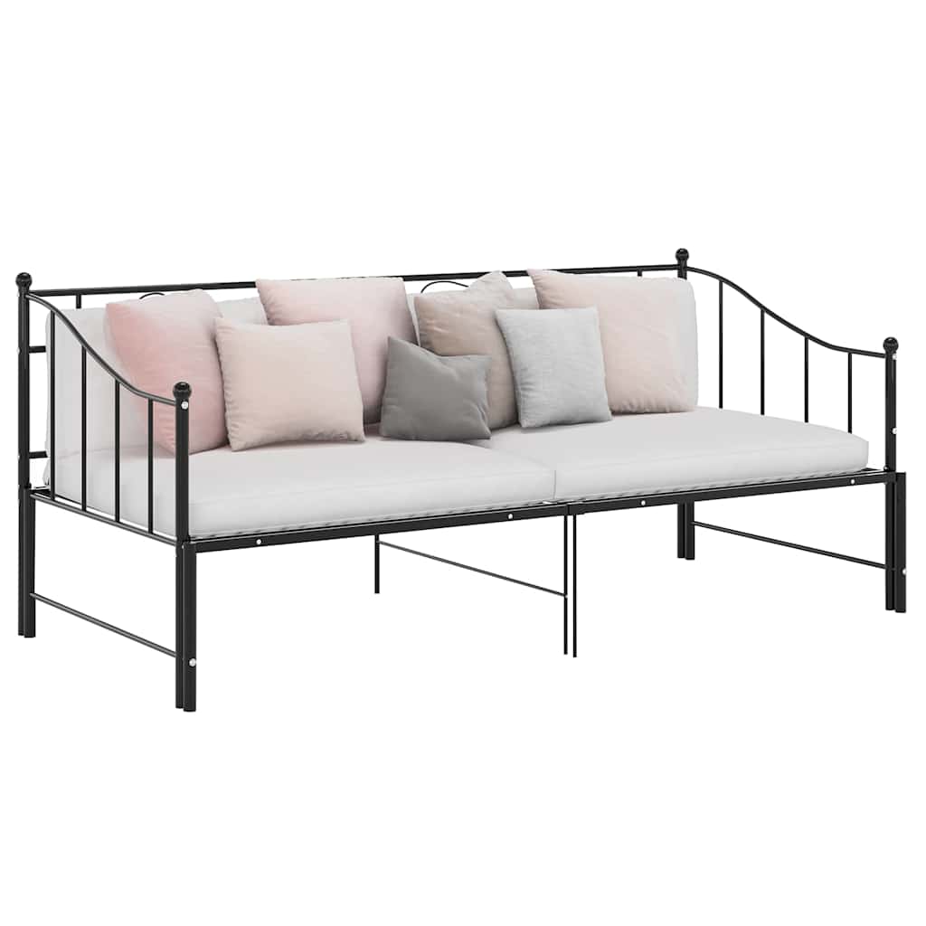 Okvir za krevet na razvlačenje crni metalni 90 x 200 cm Crna