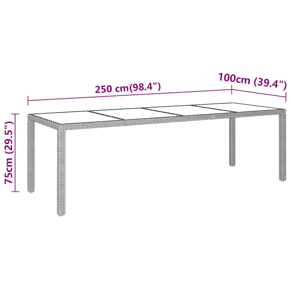 11-dijelni vrtni blagovaonski set od poliratana sivi Siva Dužina stola 250 cm