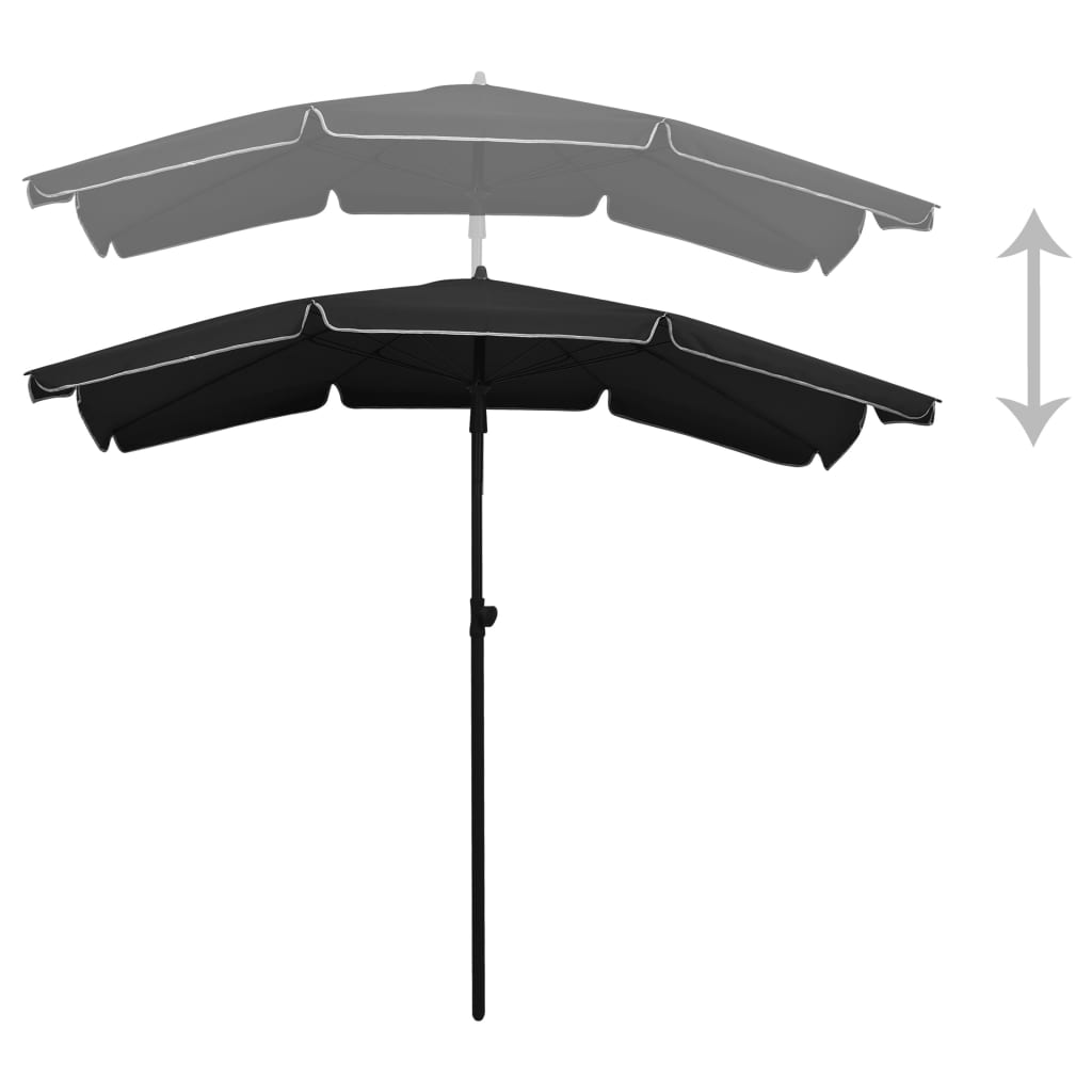 Vrtni suncobran sa stupom 200 x 130 cm crni