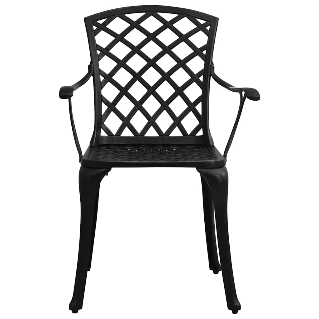 3-dijelni bistro set od lijevanog aluminija crni Crna