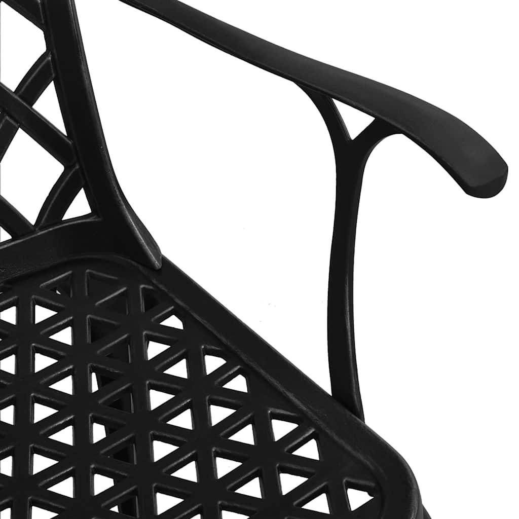 3-dijelni bistro set od lijevanog aluminija crni Crna