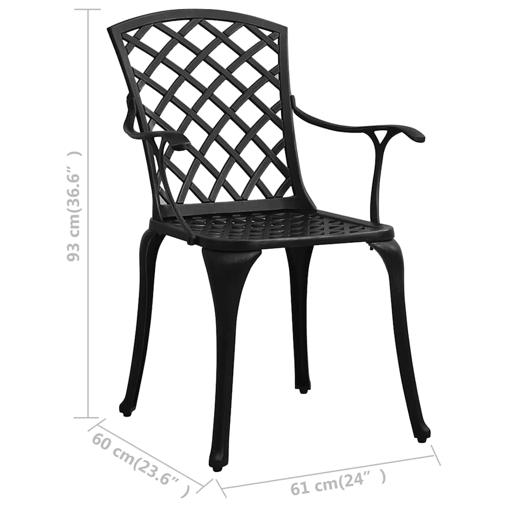 3-dijelni bistro set od lijevanog aluminija crni Crna