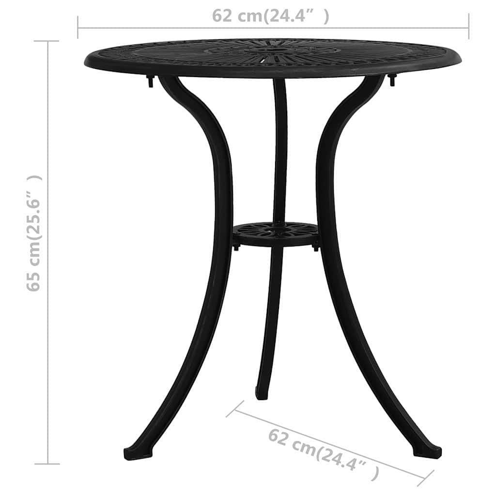 3-dijelni bistro set od lijevanog aluminija crni Crna