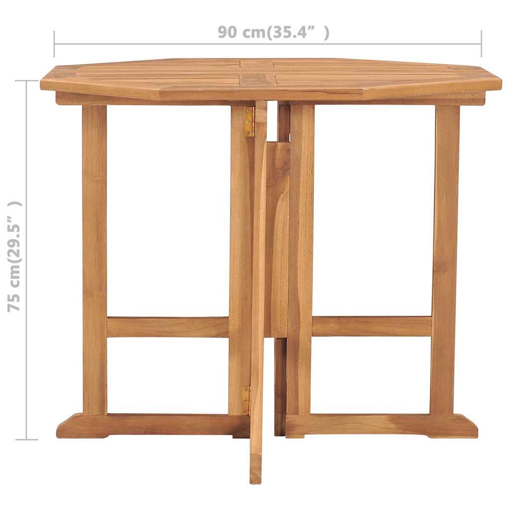 Sklopivi vrtni blagovaonski stol 90x90x75 cm masivna tikovina Smeđa