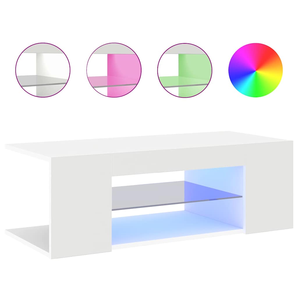 TV ormarić s LED svjetlima bijeli 90 x 39 x 30 cm