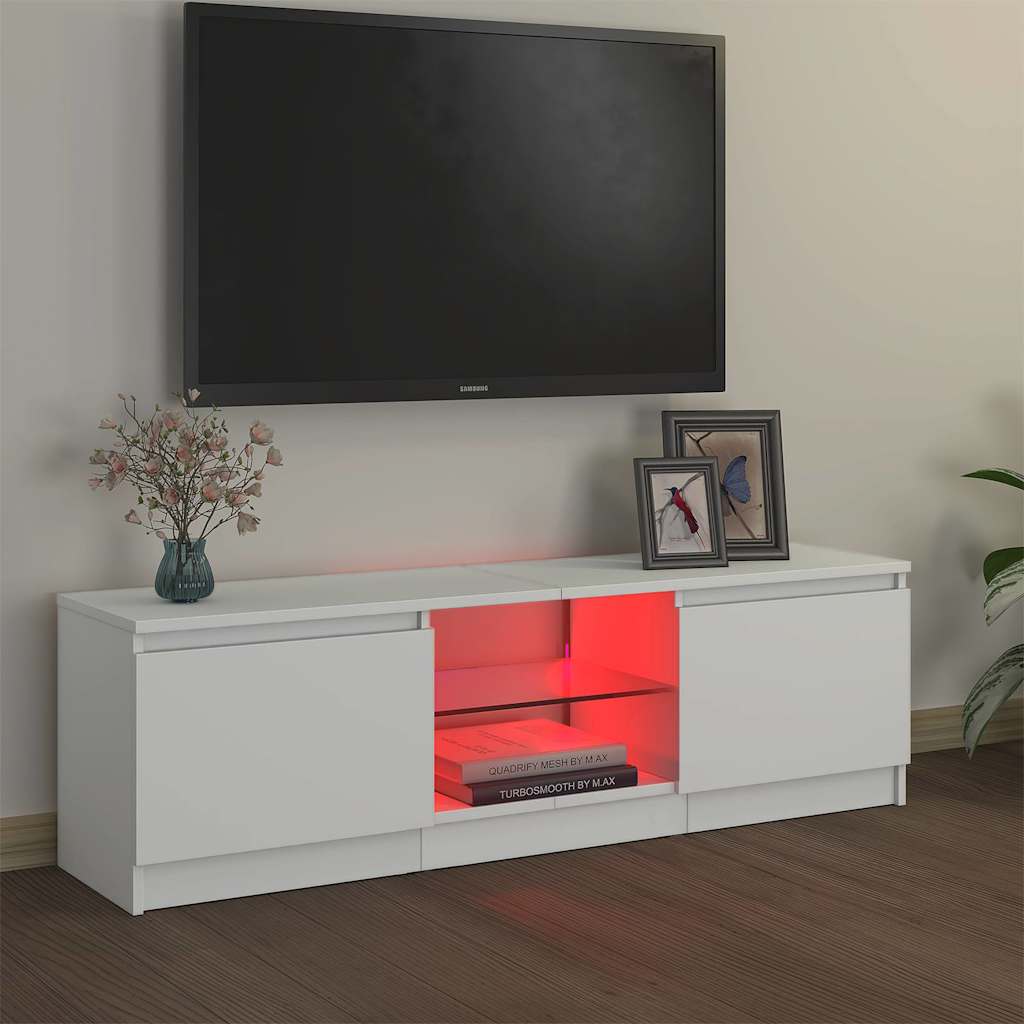 TV ormarić s LED svjetlima bijeli 120 x 30 x 36 cm