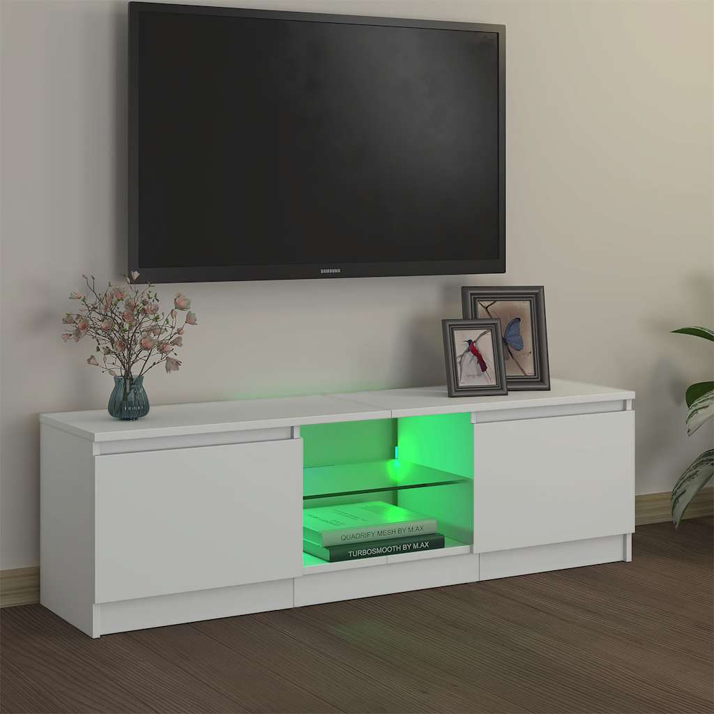 TV ormarić s LED svjetlima bijeli 120 x 30 x 36 cm