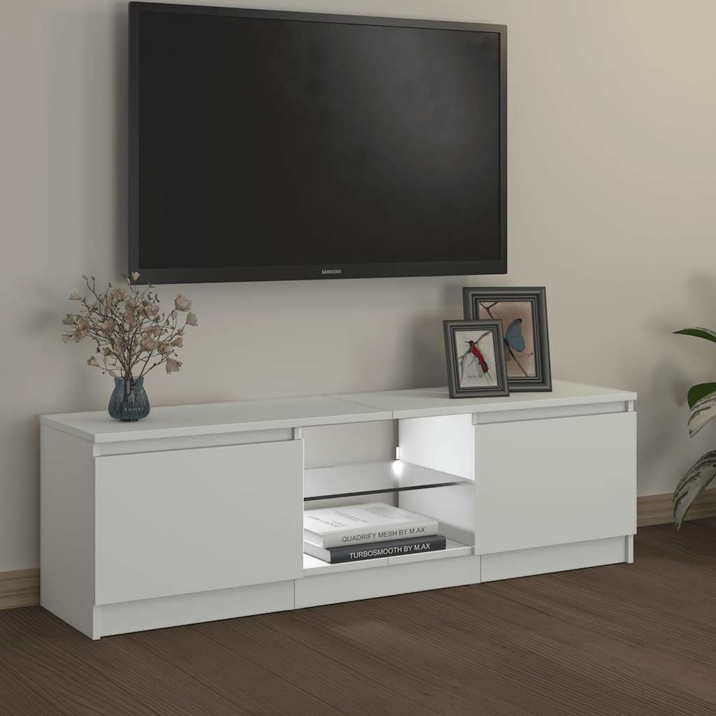 TV ormarić s LED svjetlima bijeli 120 x 30 x 36 cm