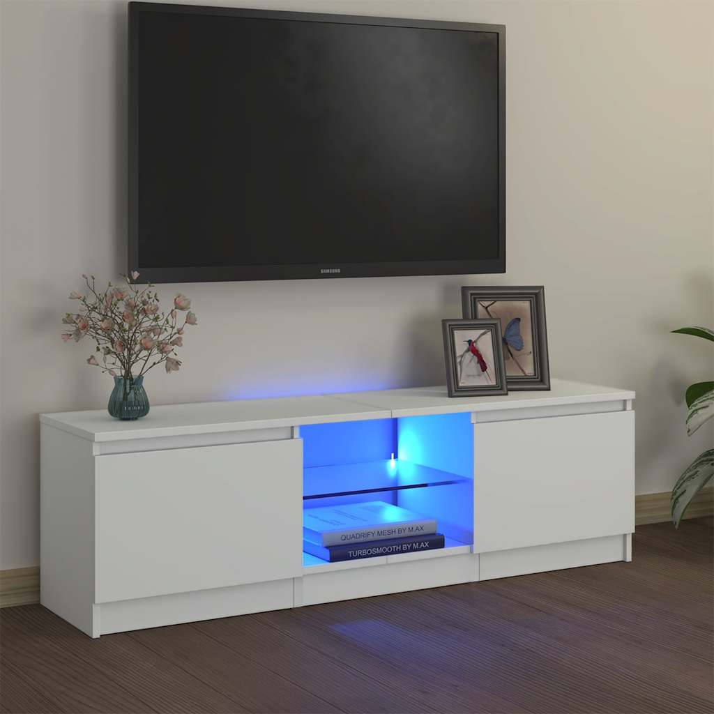 TV ormarić s LED svjetlima bijeli 120 x 30 x 36 cm