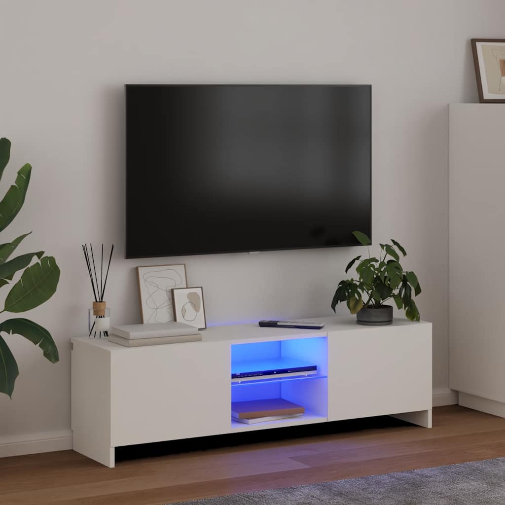 TV ormarić s LED svjetlima bijeli 120 x 30 x 36 cm