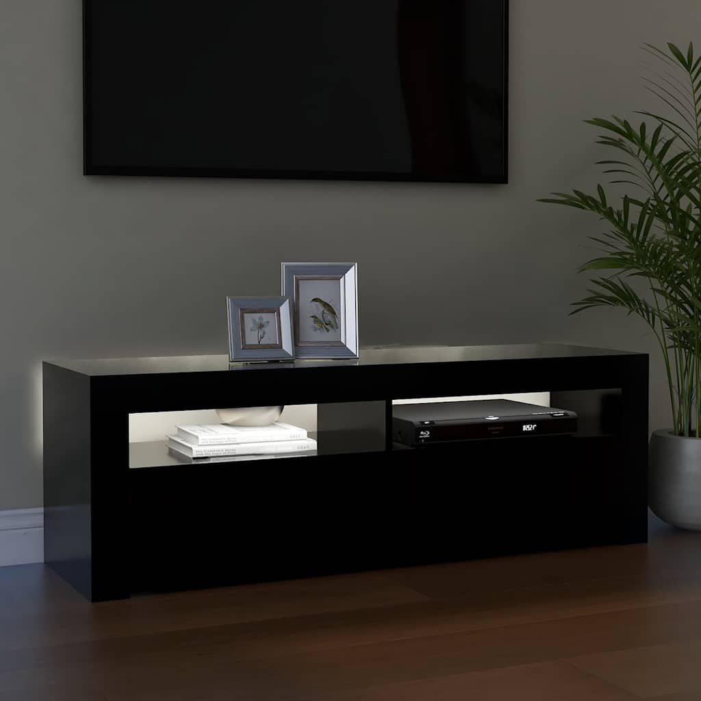 TV ormarić s LED svjetlima crni 120 x 35 x 40 cm