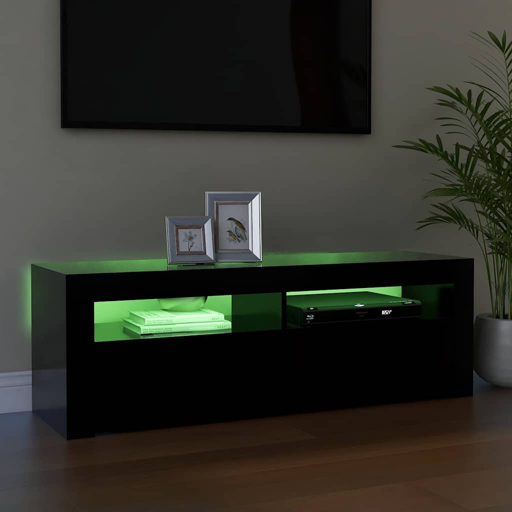 TV ormarić s LED svjetlima crni 120 x 35 x 40 cm