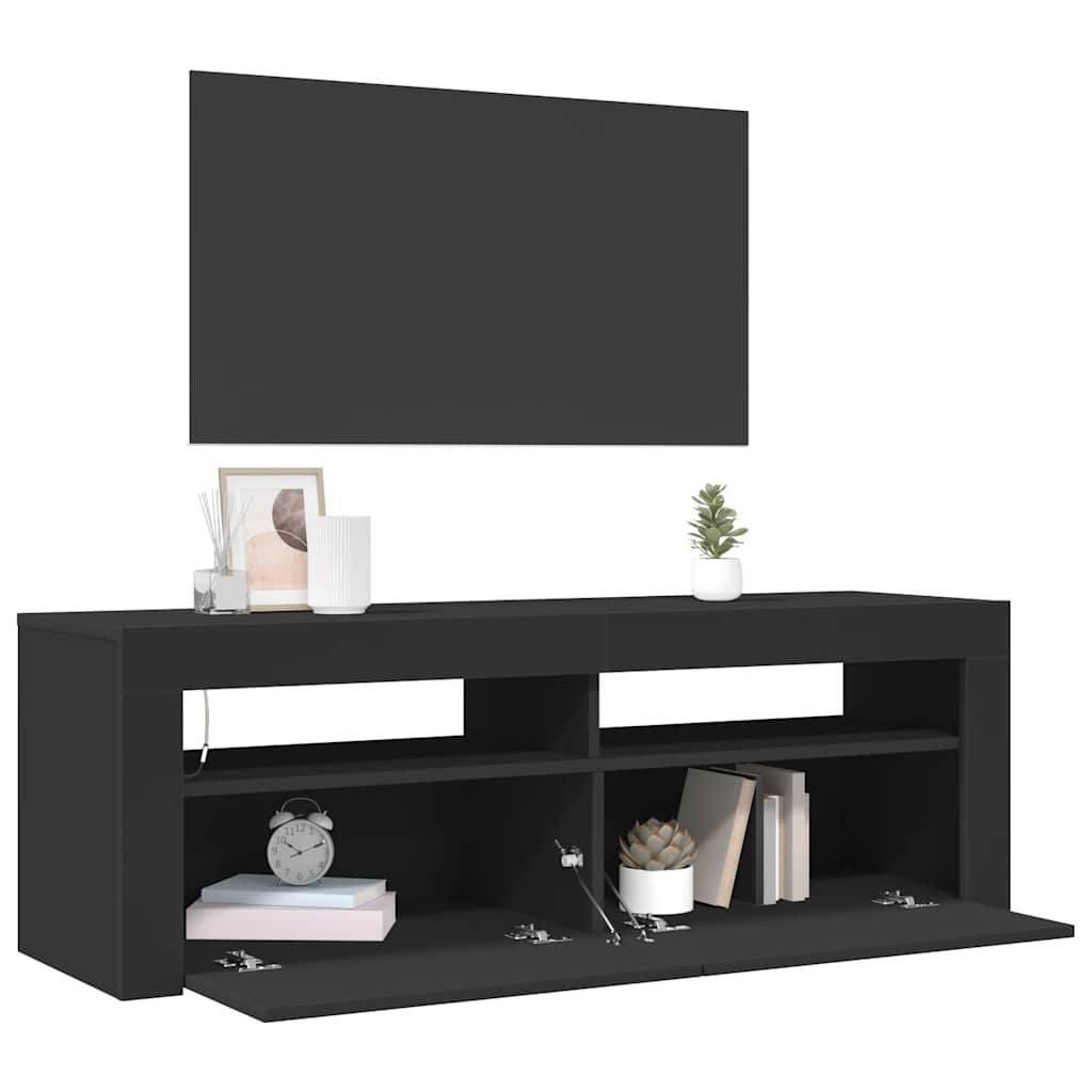 TV ormarić s LED svjetlima crni 120 x 35 x 40 cm