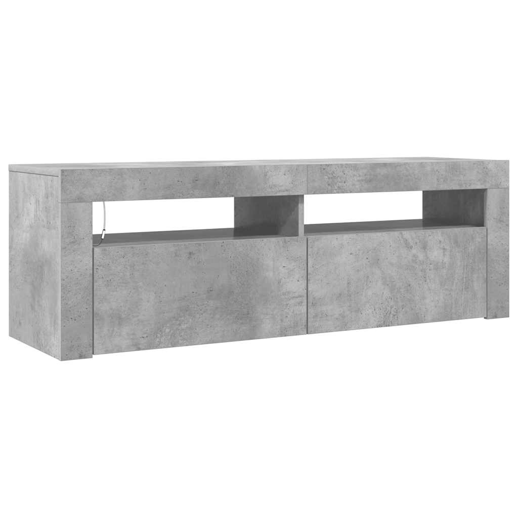 TV ormarić s LED svjetlima siva boja betona 120 x 35 x 40 cm