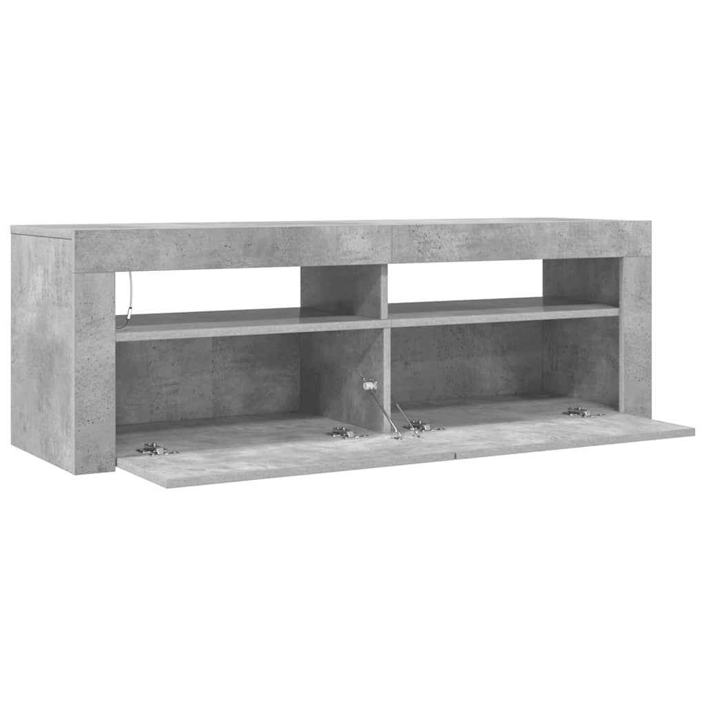 TV ormarić s LED svjetlima siva boja betona 120 x 35 x 40 cm