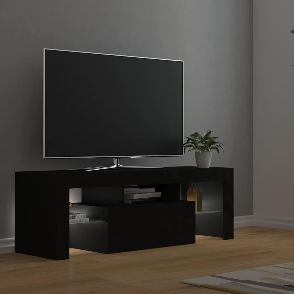TV ormarić s LED svjetlima crni 120 x 35 x 40 cm