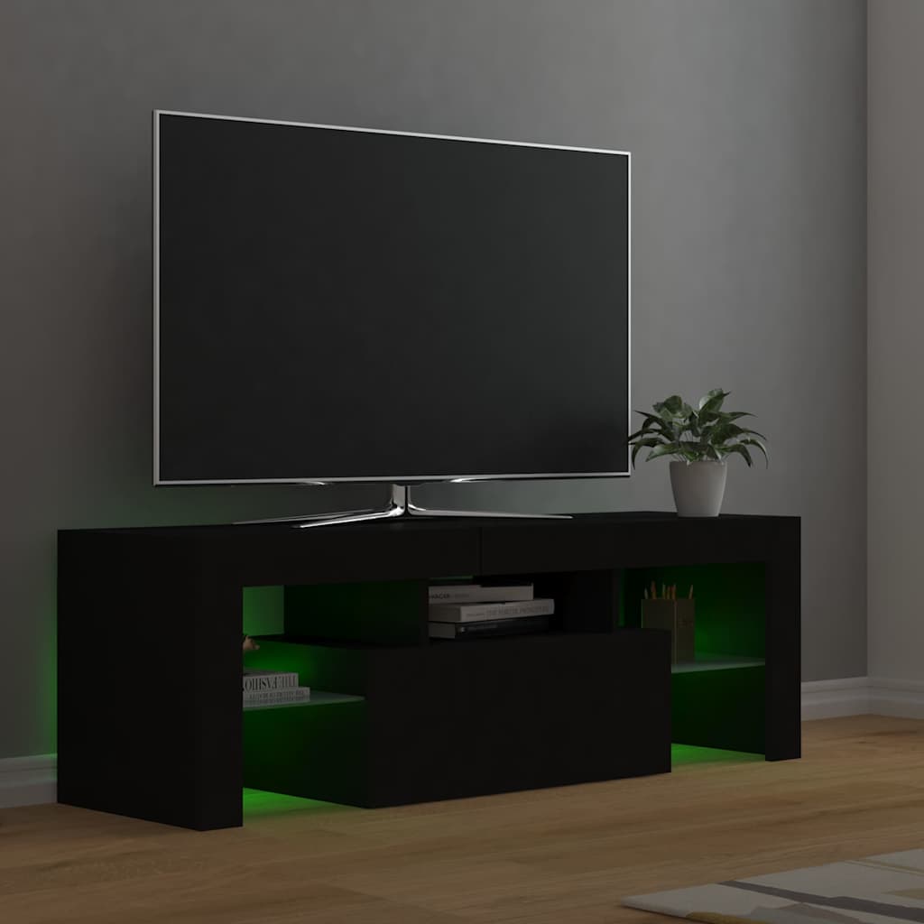 TV ormarić s LED svjetlima crni 120 x 35 x 40 cm