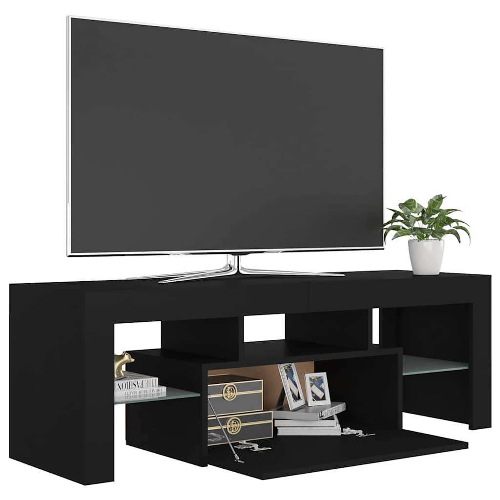 TV ormarić s LED svjetlima crni 120 x 35 x 40 cm