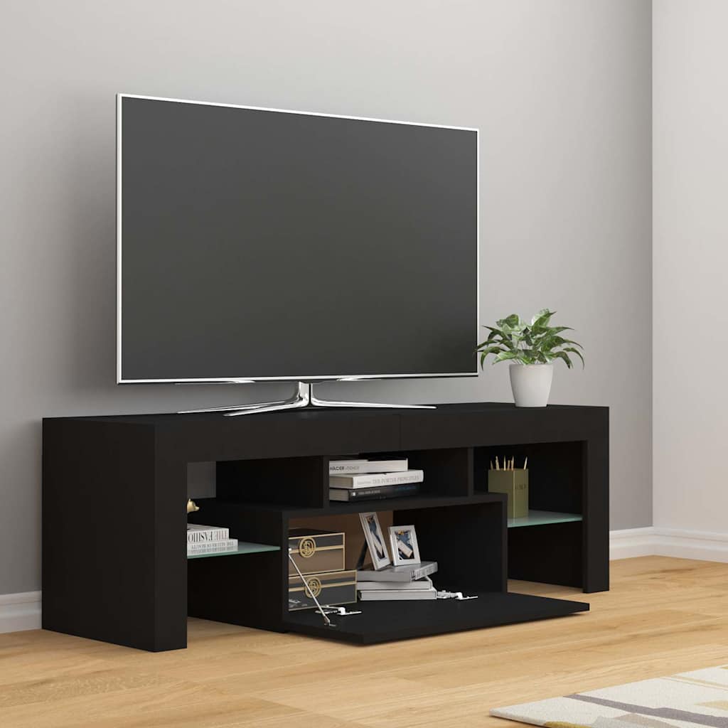 TV ormarić s LED svjetlima crni 120 x 35 x 40 cm