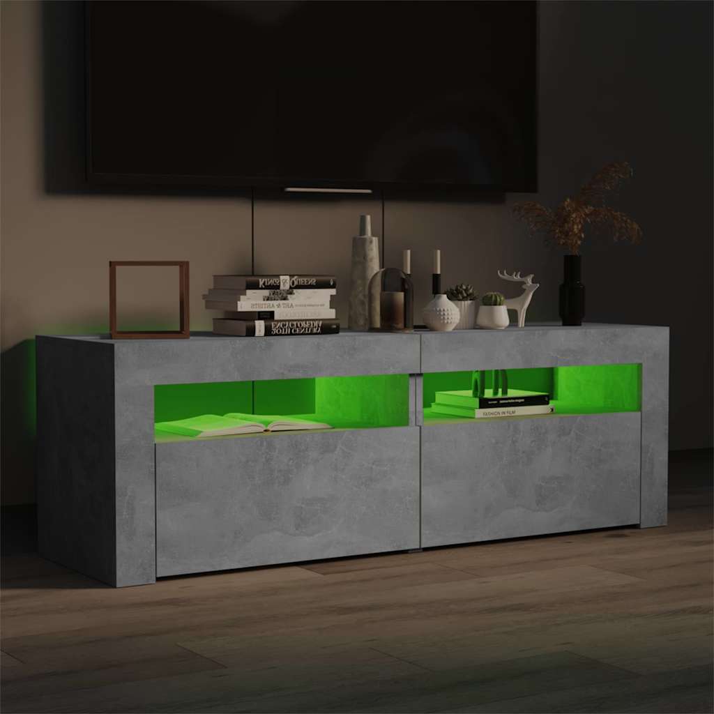 TV ormarić s LED svjetlima siva boja betona 120 x 35 x 40 cm