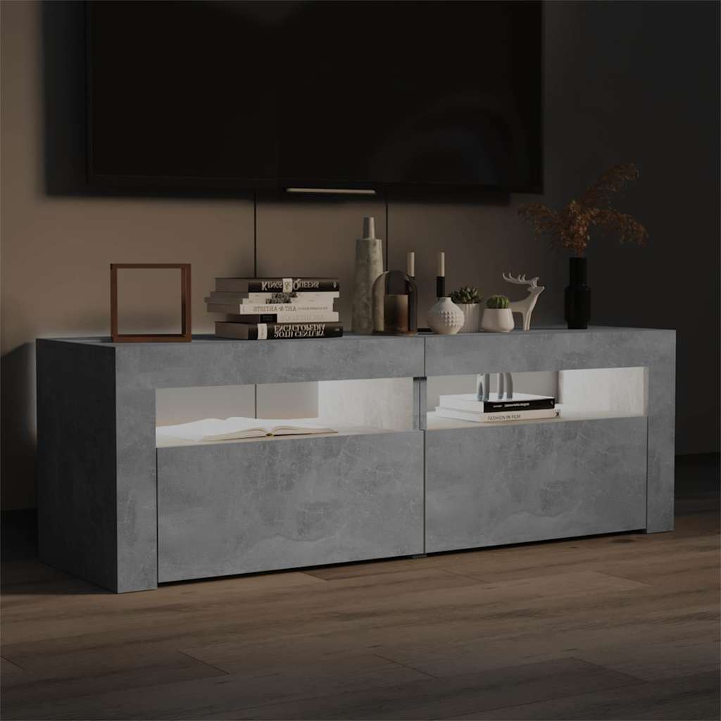 TV ormarić s LED svjetlima siva boja betona 120 x 35 x 40 cm