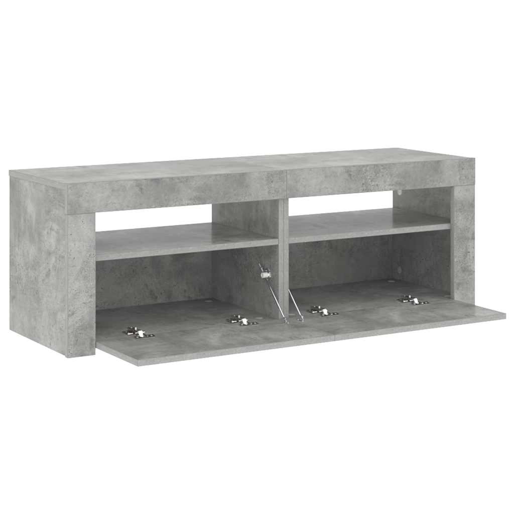 TV ormarić s LED svjetlima siva boja betona 120 x 35 x 40 cm