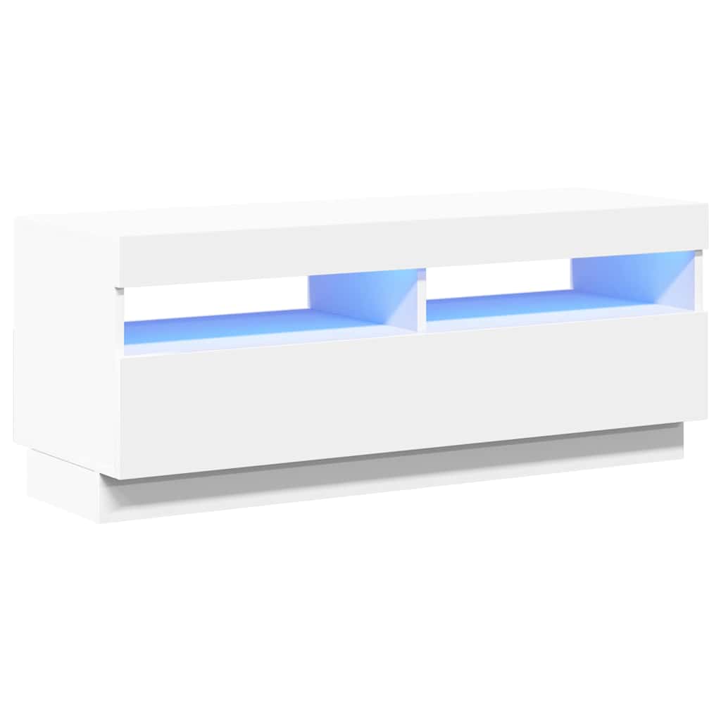 TV ormarić s LED svjetlima bijeli 100 x 35 x 40 cm