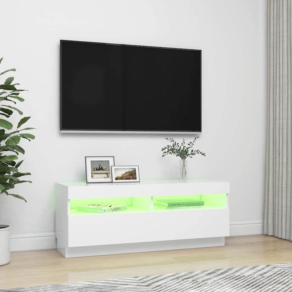 TV ormarić s LED svjetlima bijeli 100 x 35 x 40 cm