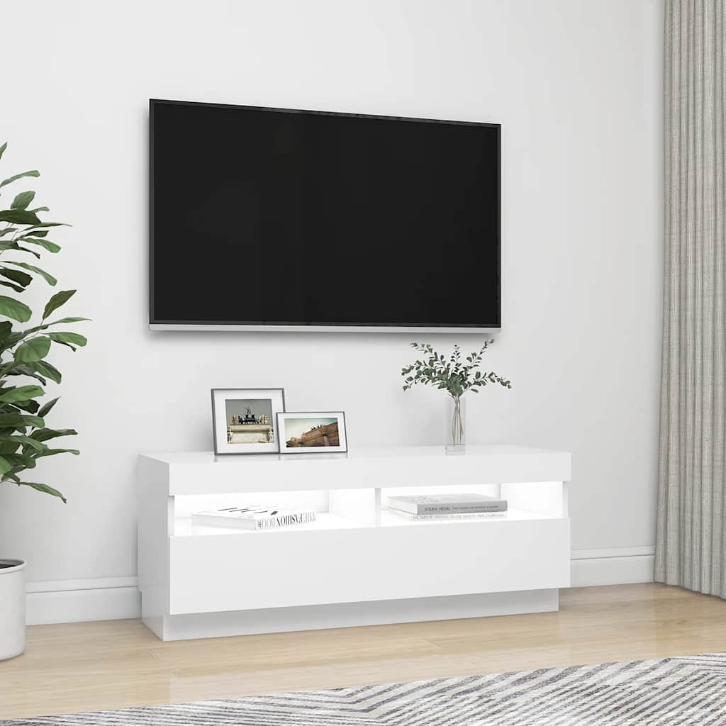 TV ormarić s LED svjetlima bijeli 100 x 35 x 40 cm