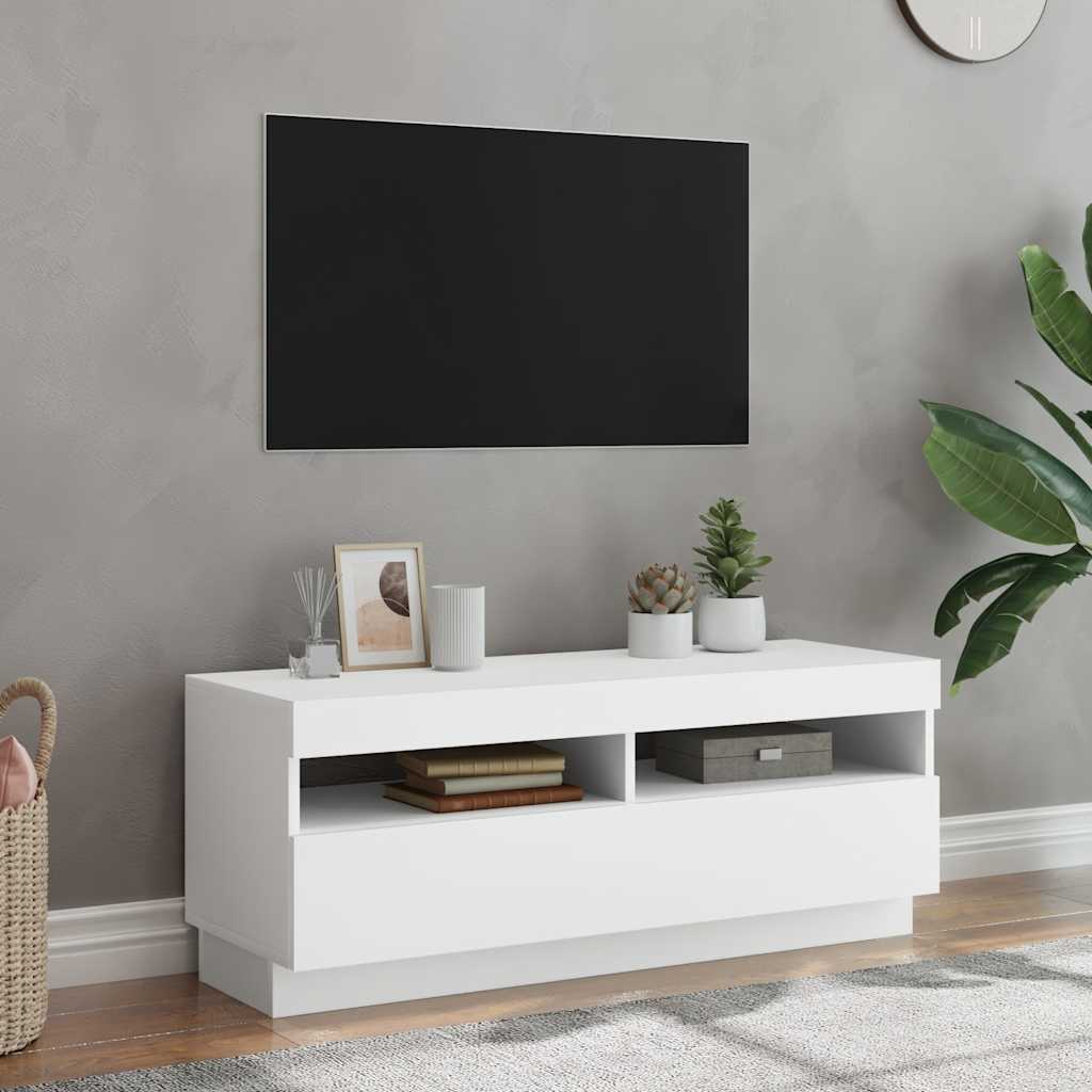 TV ormarić s LED svjetlima bijeli 100 x 35 x 40 cm