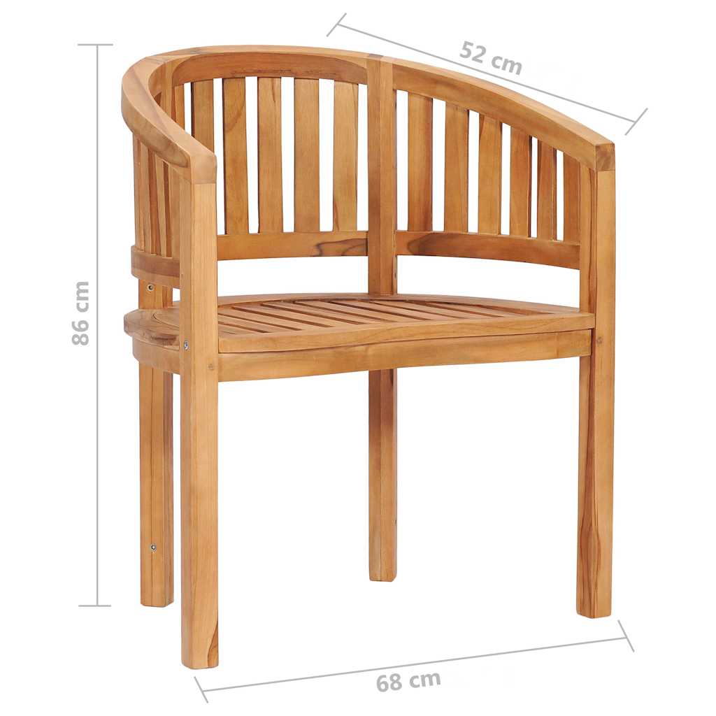 5-dijelna vrtna garnitura u obliku banane od masivne tikovine Smeđa 90 x 50 x 45 cm