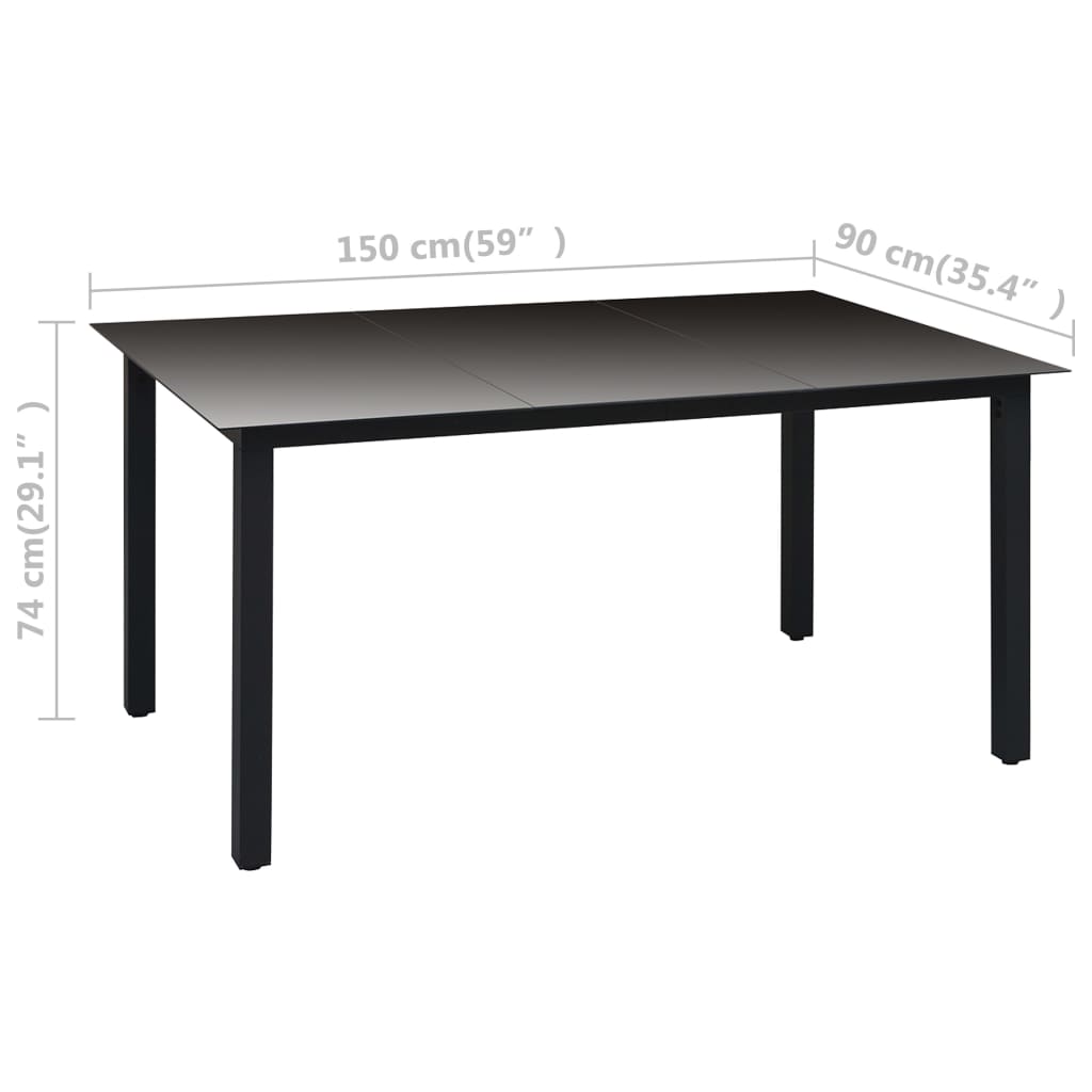 7-dijelni vrtni blagovaonski set crni