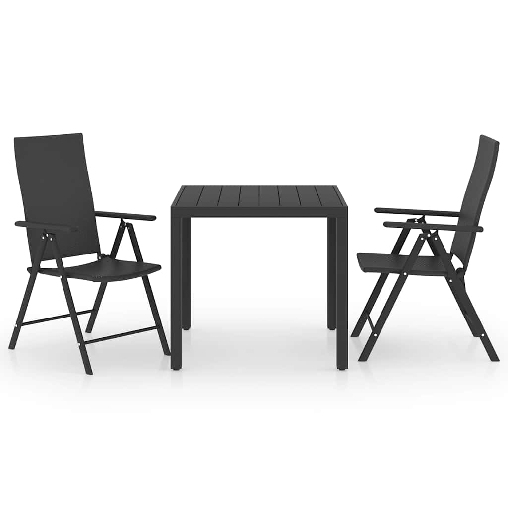 3-dijelni vrtni blagovaonski set crni Crna
