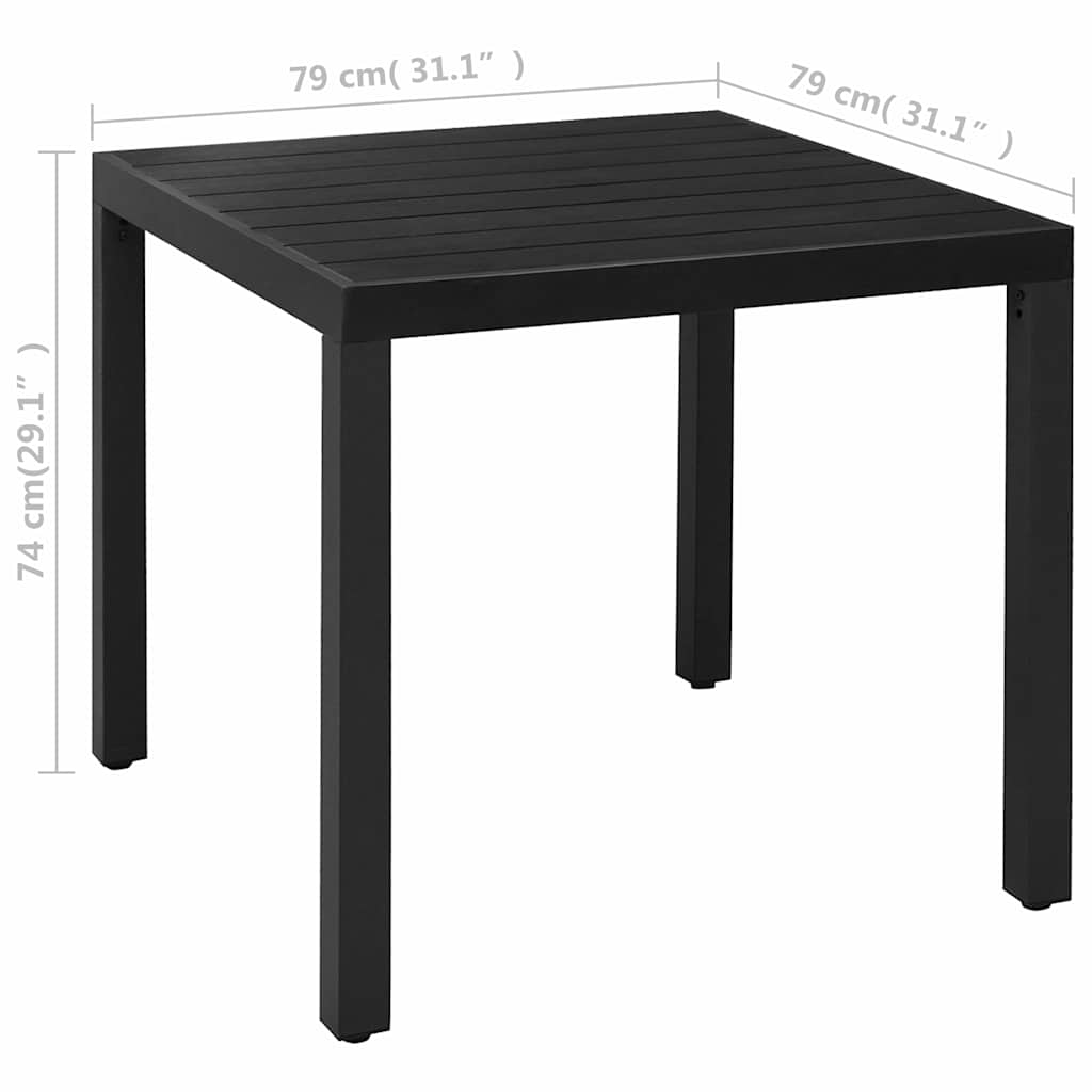 3-dijelni vrtni blagovaonski set crni Crna