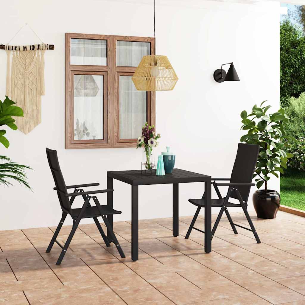 3-dijelni vrtni blagovaonski set crni Crna