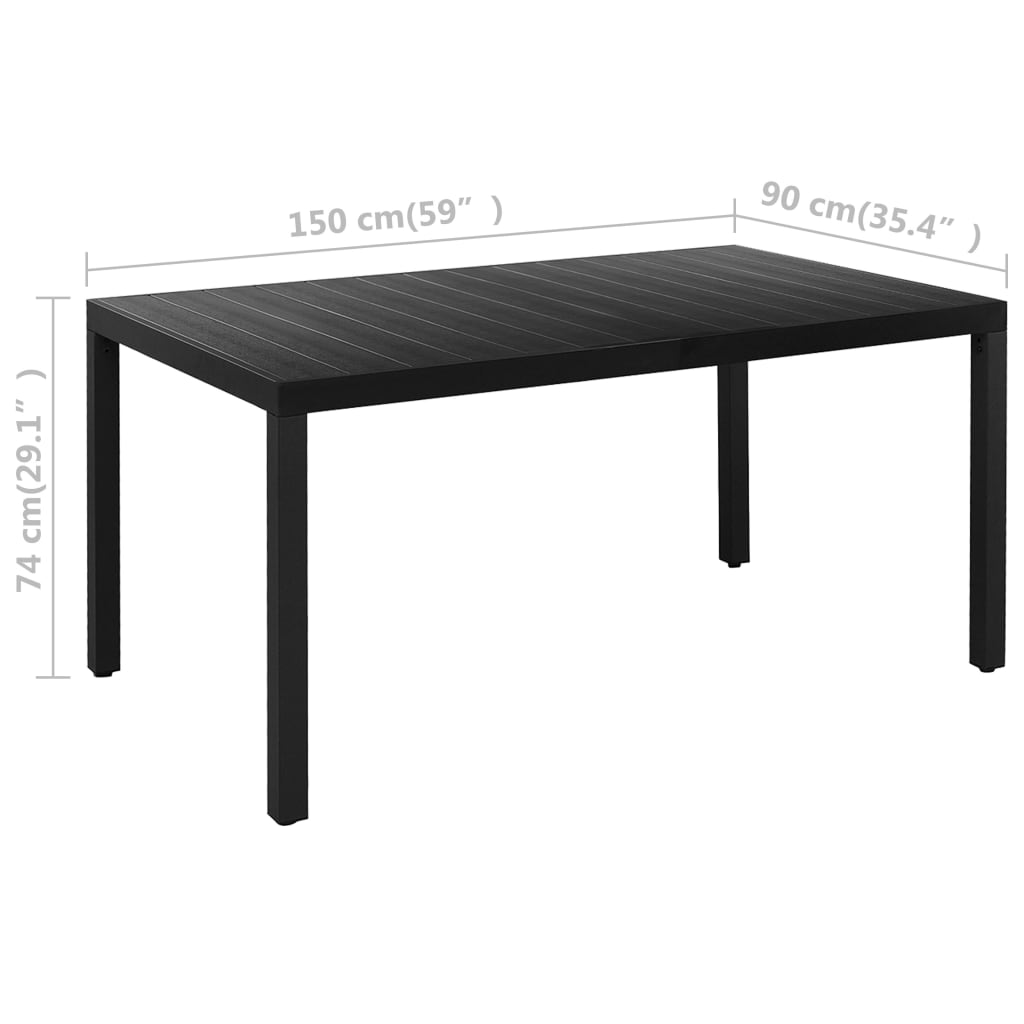 7-dijelni vrtni blagovaonski set crni