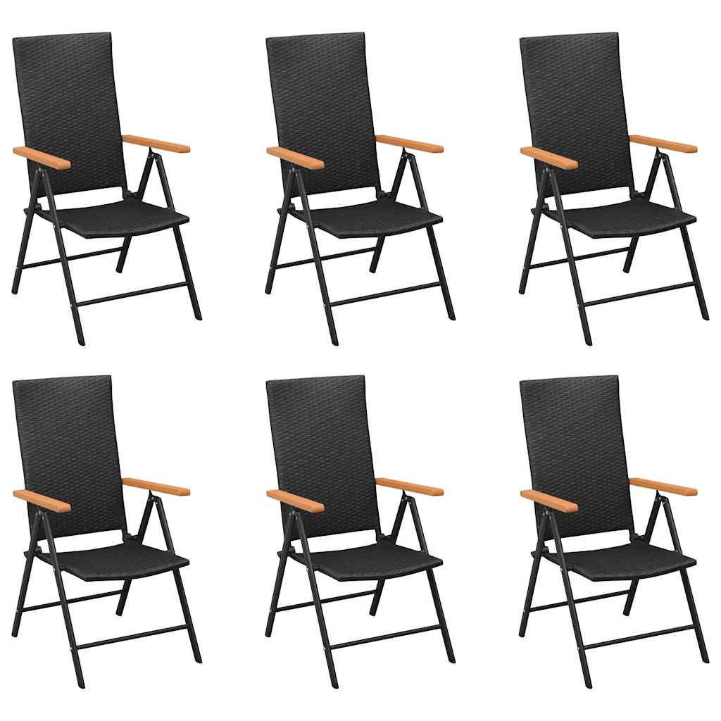7-dijelni vrtni blagovaonski set crno-smeđi Crna Dužina stola 150 cm