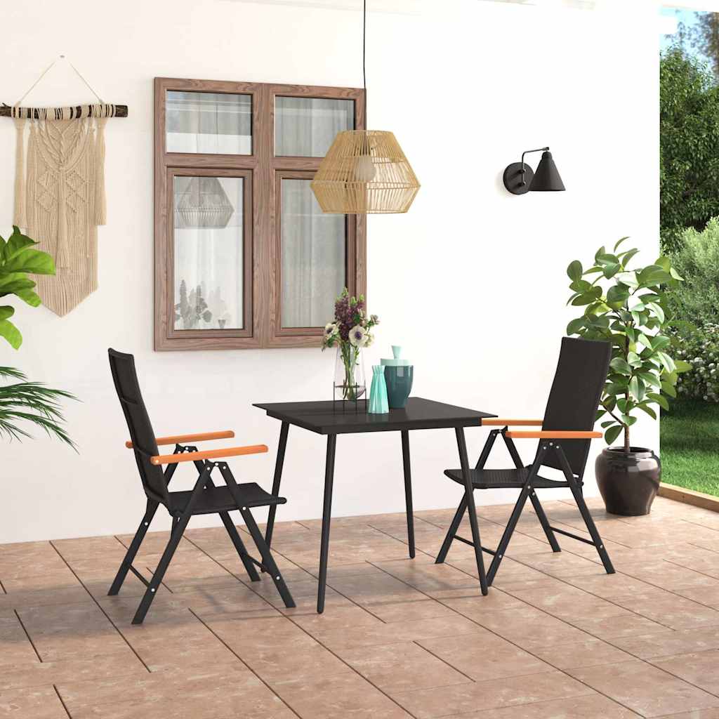 3-dijelni vrtni blagovaonski set crno-smeđi Crna
