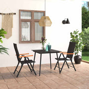 3-dijelni vrtni blagovaonski set crno-smeđi Crna
