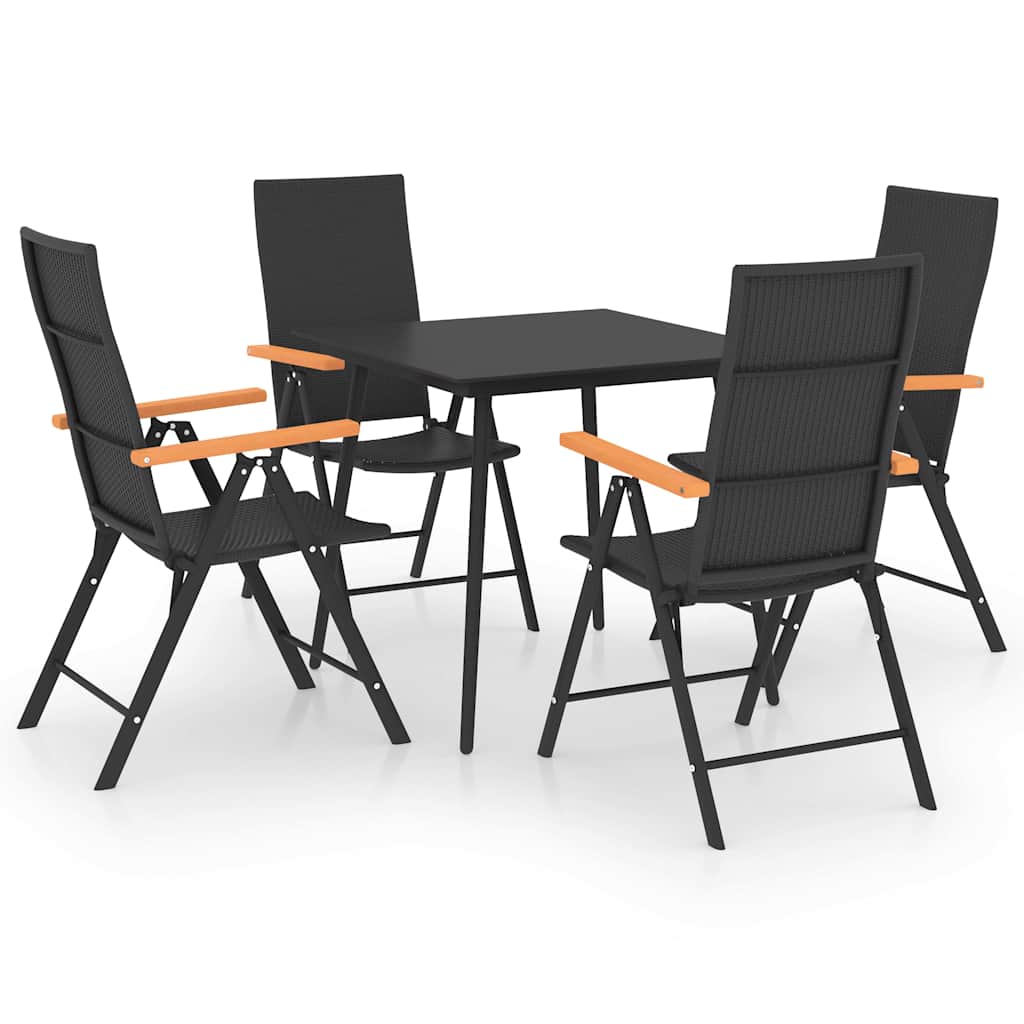 5-dijelni vrtni blagovaonski set crno-smeđi Crna Dužina stola 150 cm